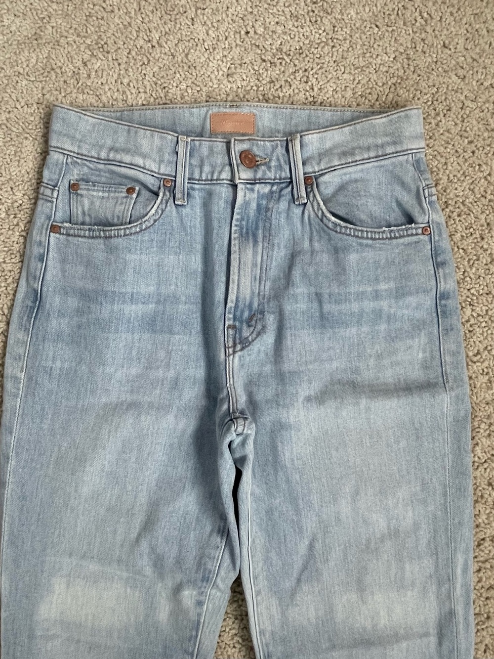 Women's MOTHER Light Blue Wash THE INSIDER CROP STEP CHEW High Rise JEANS 25 - Picture 2 of 8